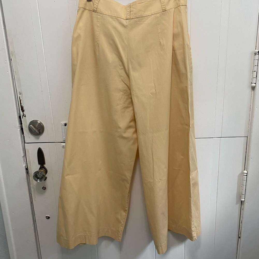 Free People Wide Leg Pants in Pale Yellow - Picture 3 of 4